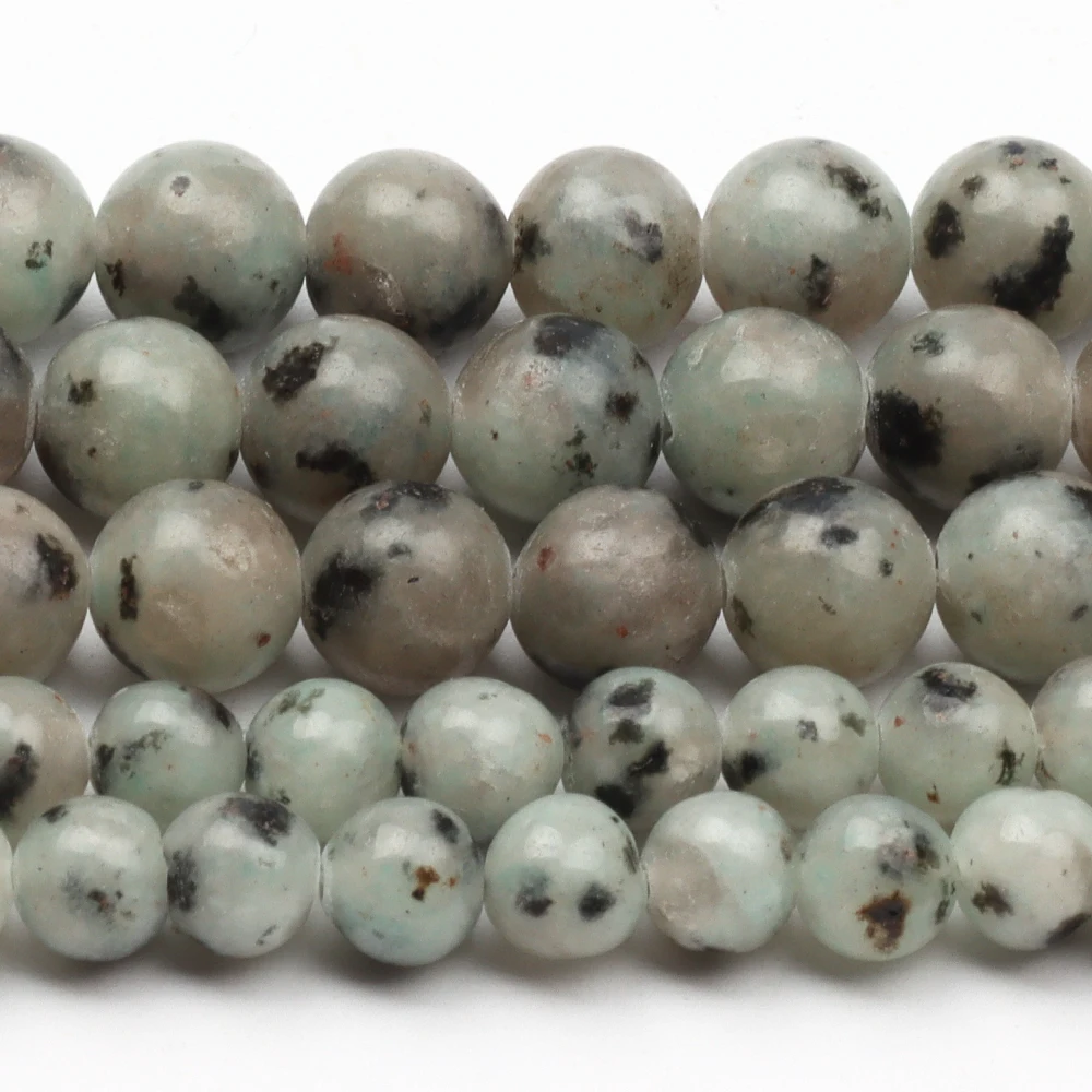 Натуральные круглые гладкие самоцветные бусины для изготовления украшений своими руками - браслета, ожерелья, серьги, из камня киви, кунжута, лотоса, яшмы.