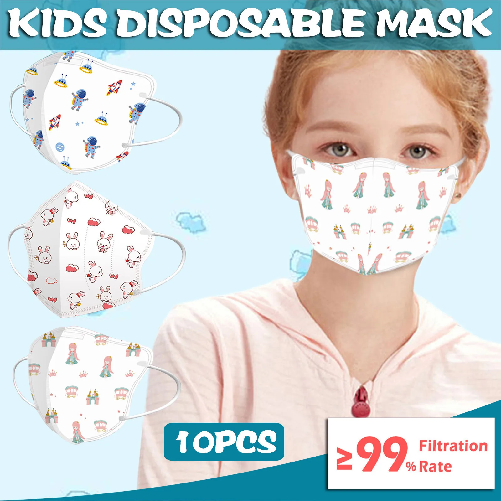 

Kids Children's Baby Mask Disposable Face Mask Cartoon 4Ply Ear Loop Masks Filter Fabric Face Mask Protective Mouth Mask