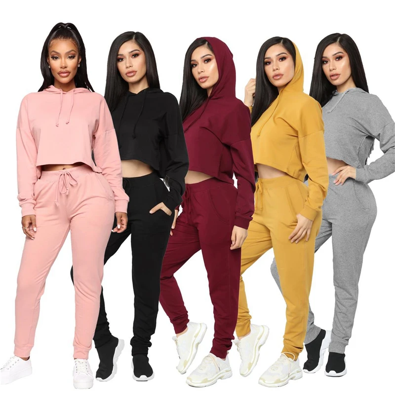 

New Ladies Casual Tracksuit Women Long Sleeve Pullover hoodies Sweatshirt Pants Gym Sets Two-piece Casual Sportswear Suit
