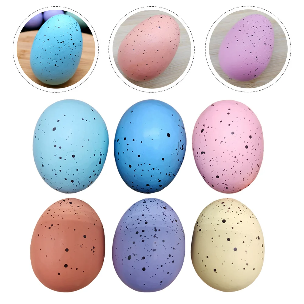 

6Pcs Simulation Eggs Easter Egg Props Decorative Painted Adornments Mixed Color
