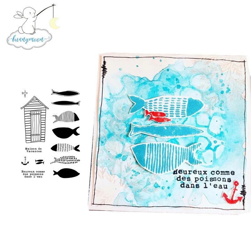 CH рыбы ясный штамп для DIY Скрапбукинг/фотоальбом штампы декоративное тиснение