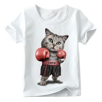 children super cool boxing cat attack print t shirt baby boysgirls short sleeve summer tops tee kids great casual clothes tshirt