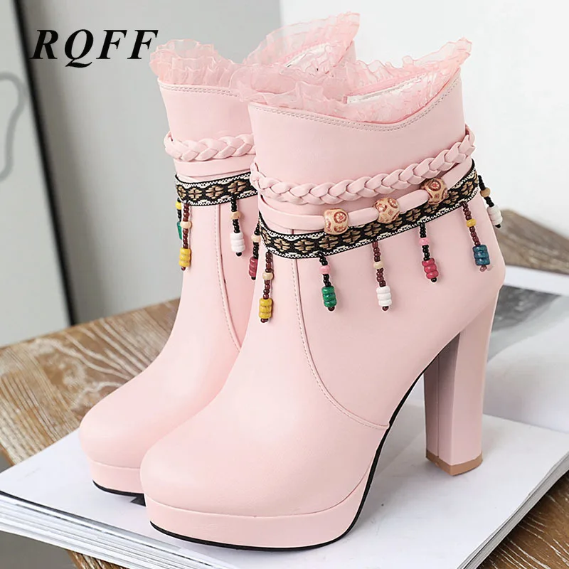 Ботильоны на платформе пикантная женская обувь из искусственной кожи с круглым