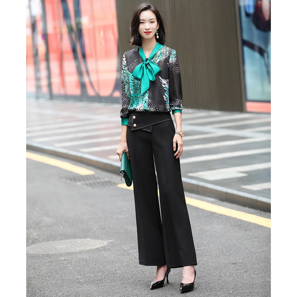 

2020 New Autumn Elegant Polyester 100% Female Blouse Long Sleeve Office Lady Shirt Formal Tops Plus Size Clothing For Women
