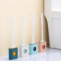 silicone toilet brush wc cleaner toilet brush with holder flat head flexible soft bristles brush bathroom accessory gap cleaning