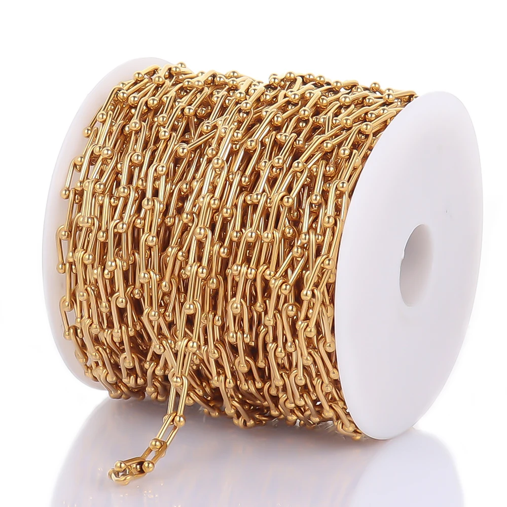

1 Meter Stainless Steel Gold Beaded Novelty Wallet Chains Link Bulk DIY Gifts Jewelry Making Findings Suppliers Wholesale