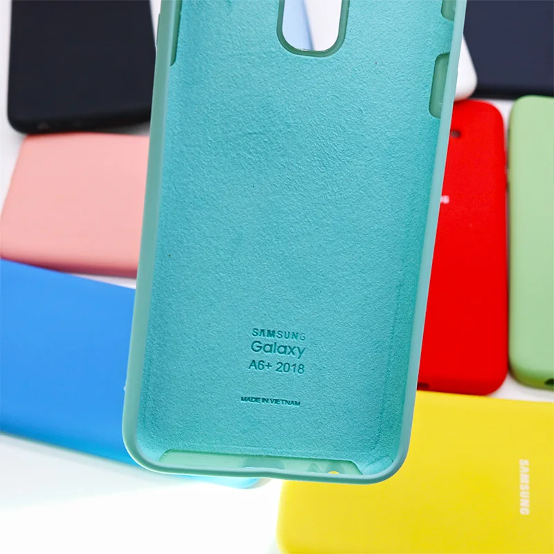 Жидкий силиконовый чехол для телефона Samsung a8plus a6 + 2018 защитный шелковистый мягкий