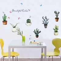 cactus pot plant patterns wall stickers cabinet window background room decoration stickers waterproof removable wall stickers