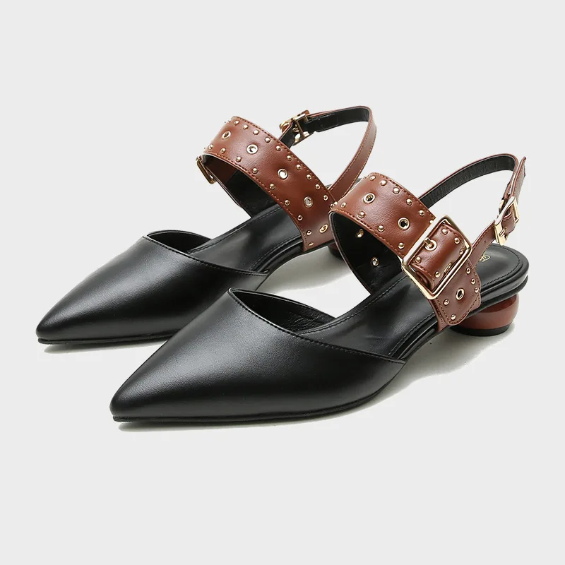 

2020 autumn Women Sexy Black Pointed Toe Women High Heels Baotou Single shoes Plus Size Party Shoes