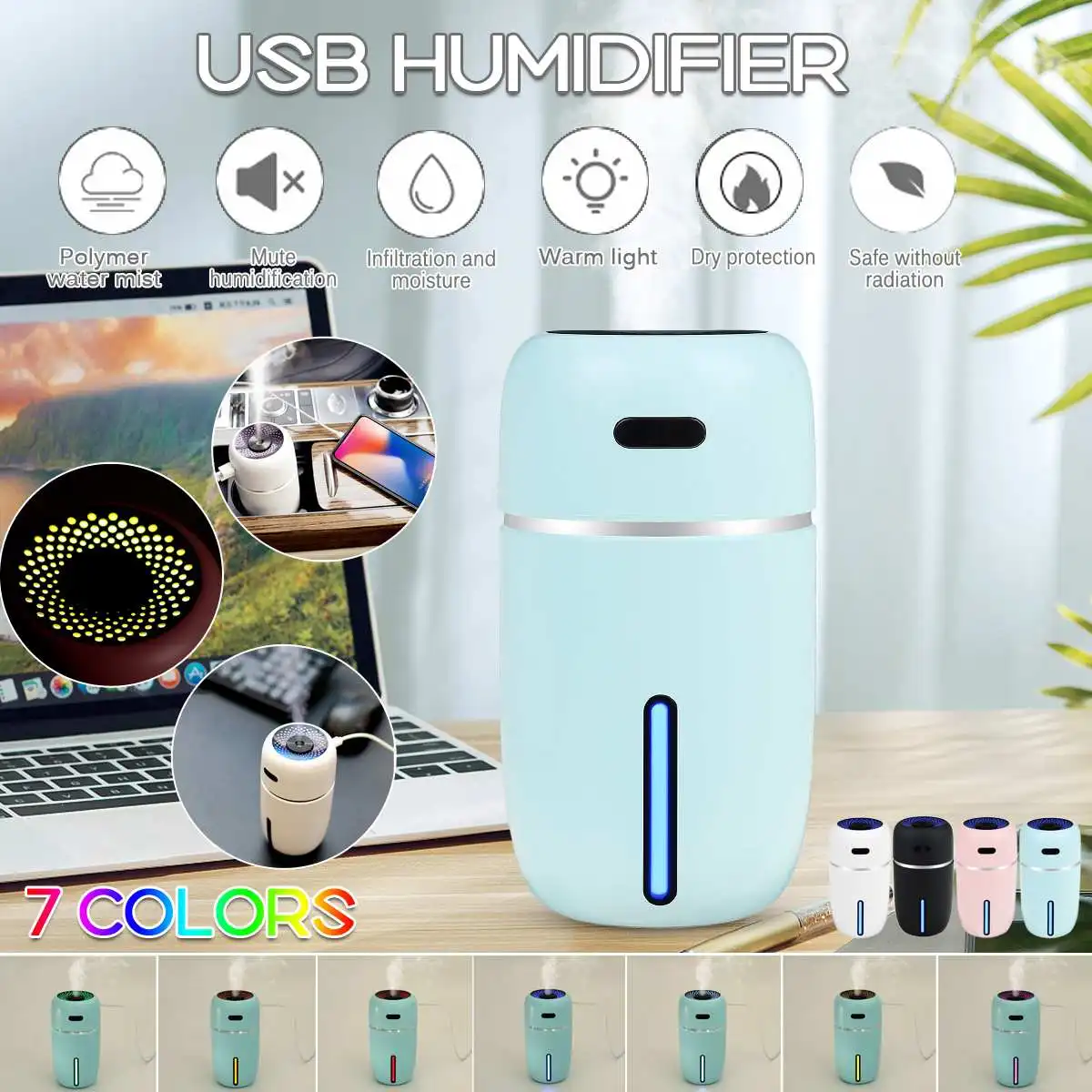 

5 в Мини USB увлажнитель воздуха 200 мл Ароматический диффузор со сменной светодиодной подсветкой испаритель воздуха для автомобиля эфирные м...