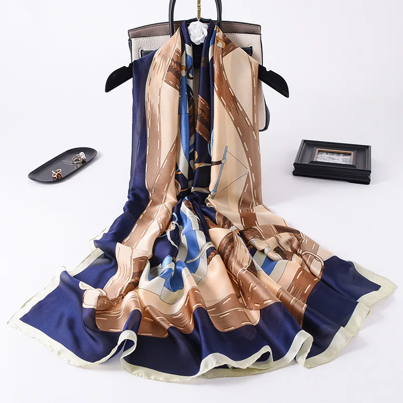 

New 2022 Silk Scarf Hijab Women Luxury Bandana Female Muslim Headband Scarves Shawl Soft Shawl Wrap Lady Neck Foulard Pashmina