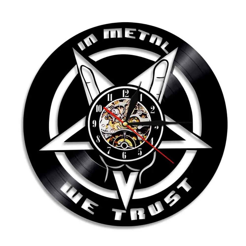 Металлические настенные часы с цитатами We Trust виниловая запись тяжелый