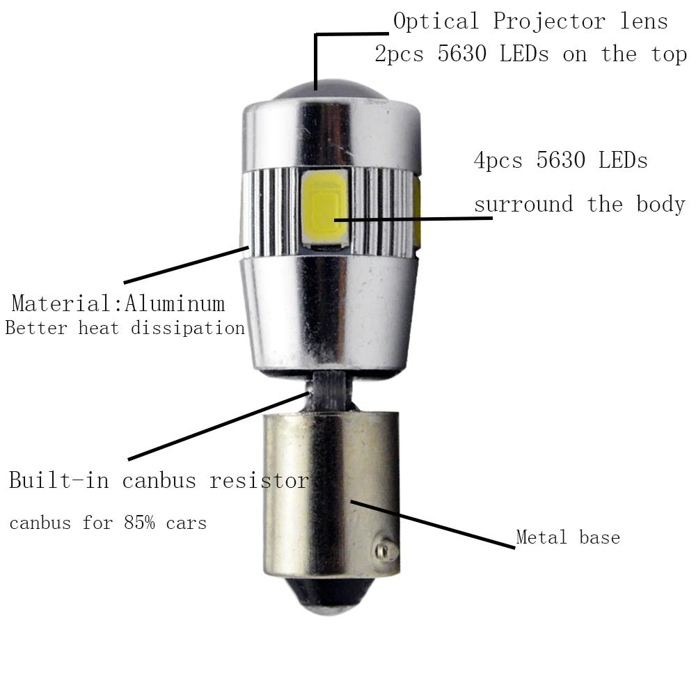 10x2 Вт H6W BAX9s 6SMD светодиодный 5630 433 BA9S T4W BAY9S H21W Canbus лампа индикатор заднего хода