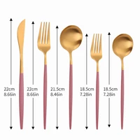 5pcs pink gold matte cutlery set stainless steel knife spoon dinnerware set kitchen dessert fork spoon silverware tableware set