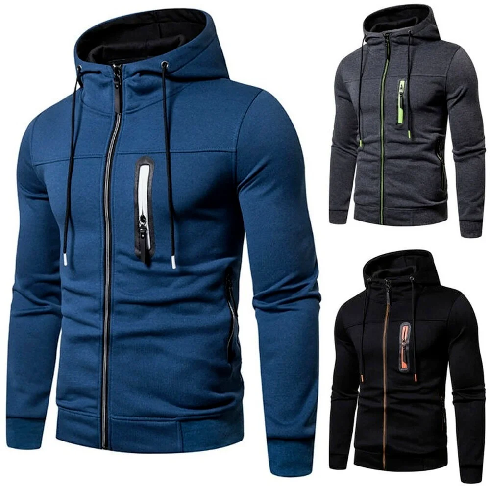 

Men's Drawstring Zip Hooded Sweatshirt Coat Casual Sports Jacket Hoodie Outwear