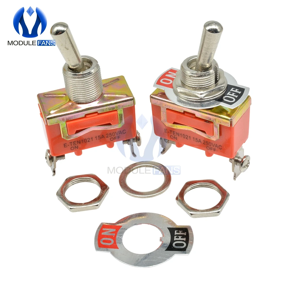 5PCS 250V/15A 12mm Toggle Switch S Double Throw SPDT ON-OFF 1/4 Inch Mounting 29*14.5MM 3Positions 6Pins | Электронные