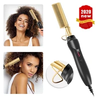 2 in 1 hot hair brush electric hair straightener hair curler hot heating wet dry use hair flat irons straightening curling comb