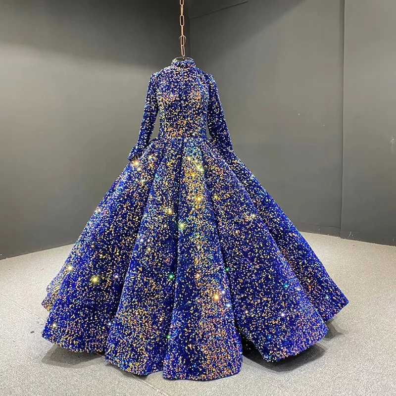 Роскошное свадебное платье в стиле Саудовской Аравии вечернее с блестками для