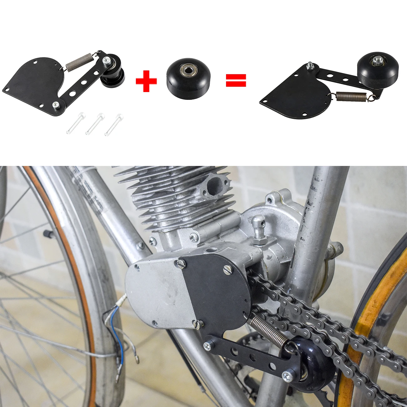 Черный резиновый натяжитель цепи Power подходит для мотоциклетного велосипеда 50cc