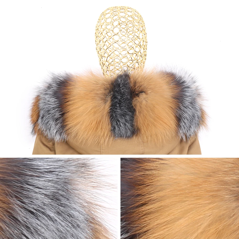 2022 Winter Coat Long Waterproof Parkas  Real Fox Fur Women Jacket Large Fur Collar Fluffy Fox Fur Liner Cloth Fashion