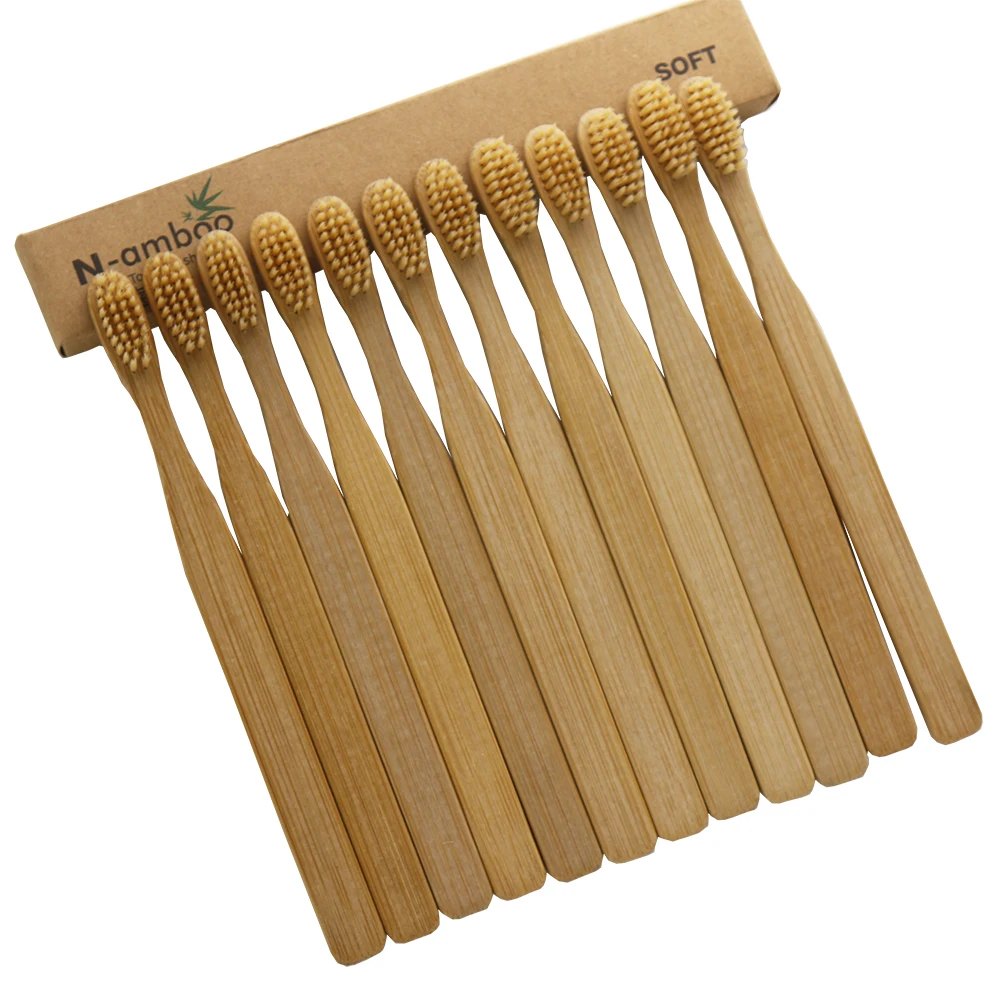500 шт бамбуковая зубная щетка для взрослых es Мягкая экологическая мягкая