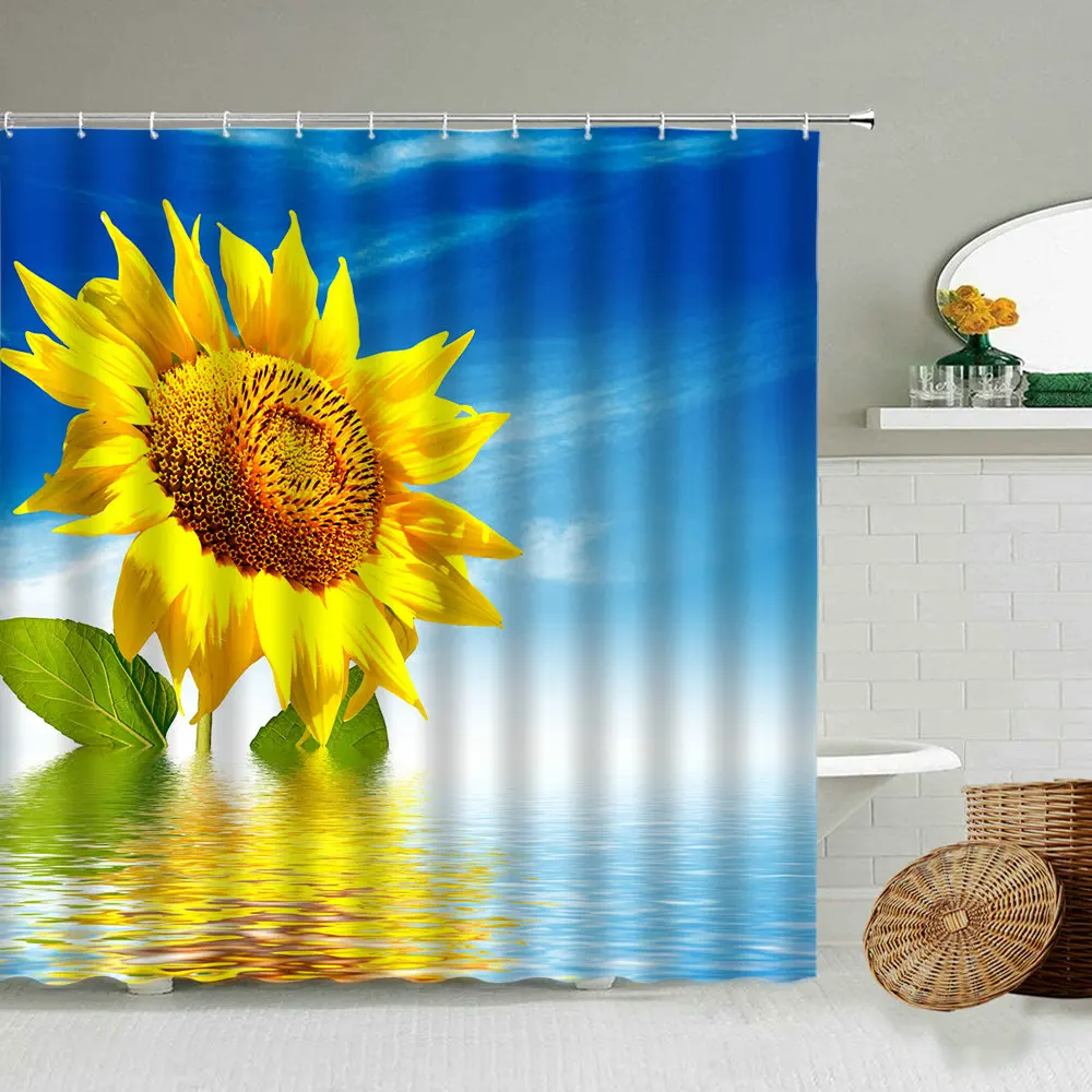 Занавеска для душа в виде Розы подсолнечника цветка бабочки растения украшение