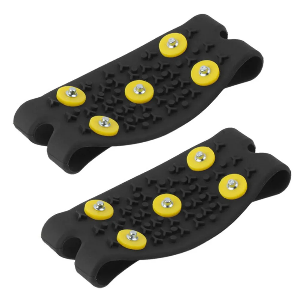 

5 Stud Anti Slip Climbing Crampon Cleats Shoes Cover 1 Pair Winter Ice Ski Spikes Shoes Grips Footwear Skiing Accessories