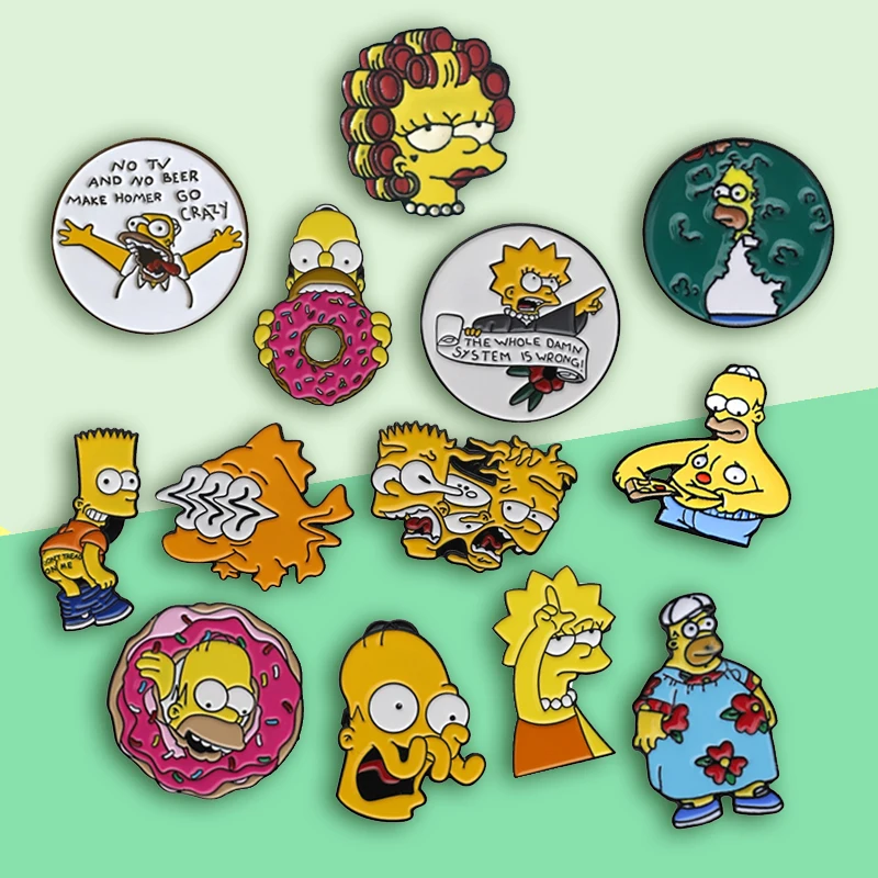 Прикольная брошь Simp son эмалированная булавка для одежды значок с отворотом из