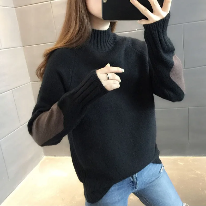 

Autumn Winter New Solid Color Base Sweater Long Sleeve O Neck Fashion Loose Harajuku Slim Sweater gray22