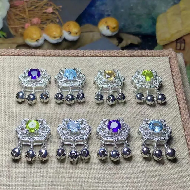 Фиолетовая Подвеска из натурального кристалла резной серебряный кулон Ruyi Lock