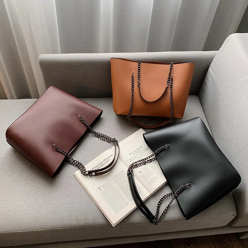 

Luxury Designer PU Leather Shoulder Bags For Women 2021 Chain Large Capacity Handbags Travel Hand Bag Female Big Tote Bags Bolso