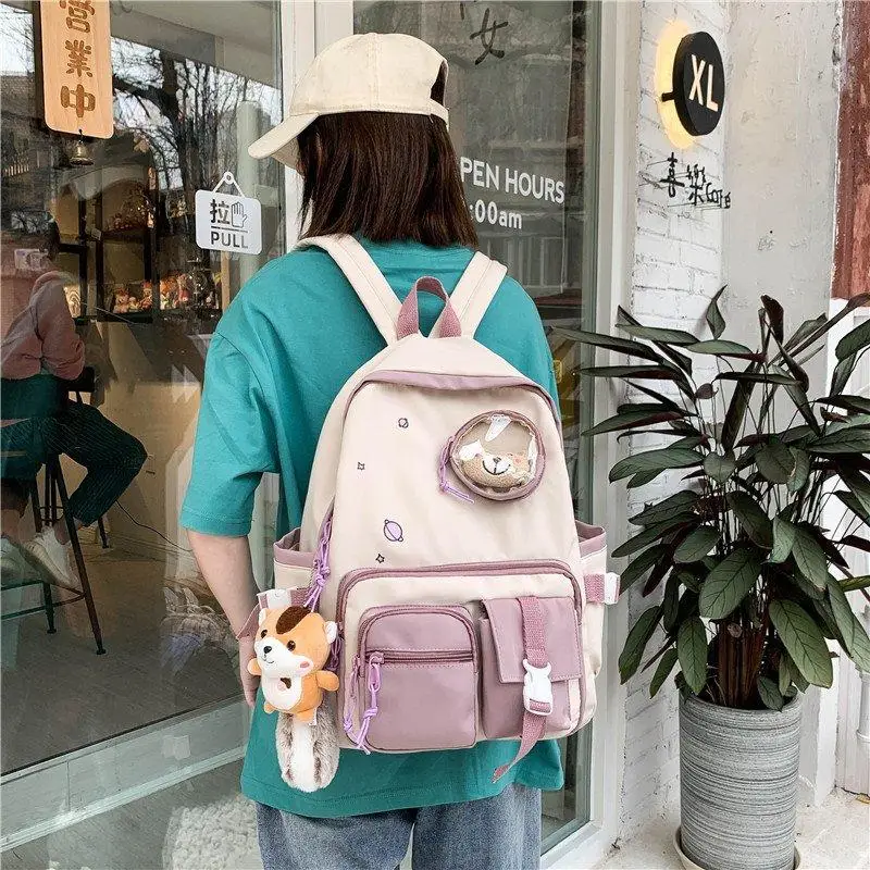 

Cute Campus Women's Backpack New Korean Preppy Style Students School Bags Waterproof Light Fashionable Teenage Girls Travel Bag