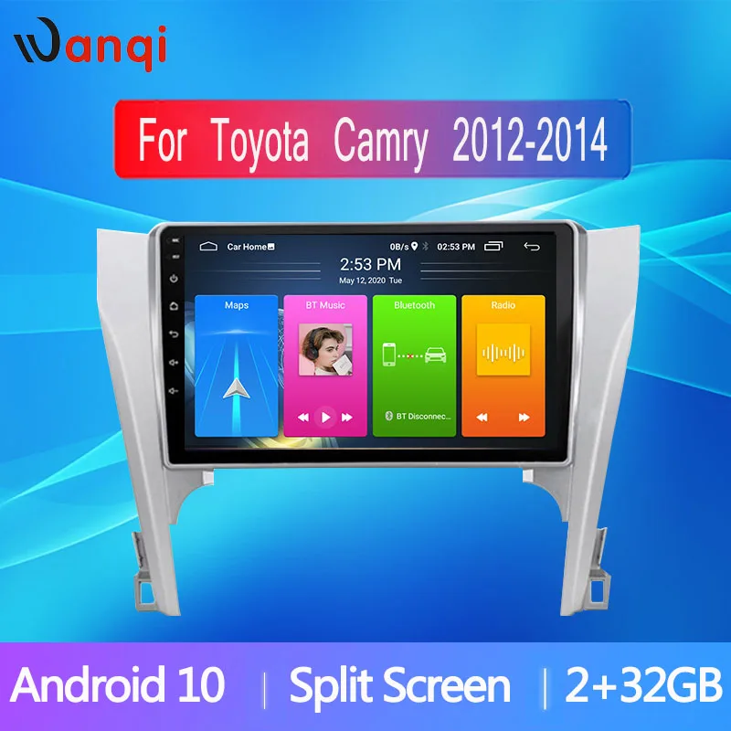 Wanqi Android10 для Toyota Camry 2011 2014 Автомобильный Радио сплит Экран изображение в картинке
