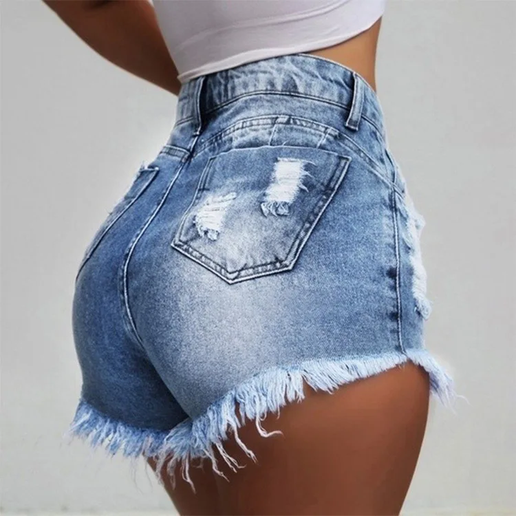

2021 women's denim shorts are thin, washed tassels ripped denim shorts women short jeans pants for women