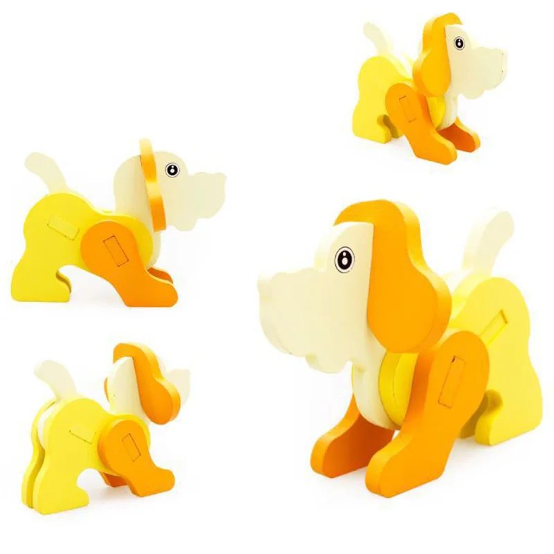 Dog Креативные 3D деревянные головоломки Детские стерео игрушки животных DIY Детские ручной работы деревянные Животные головоломки - Цвет: Dog