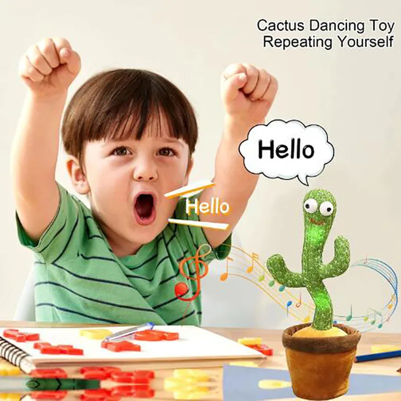 

120 Song Dancing Cactus Plush Stuffed talking Plushie Doll Speak Talk Sound Record Repeat Dancer Toys for Girl Children Baby boy