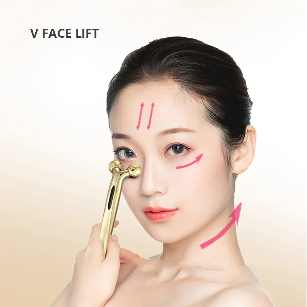 3D лифтинговый роликовый массажер для лица Металл + ABS Массажный инструмент 360