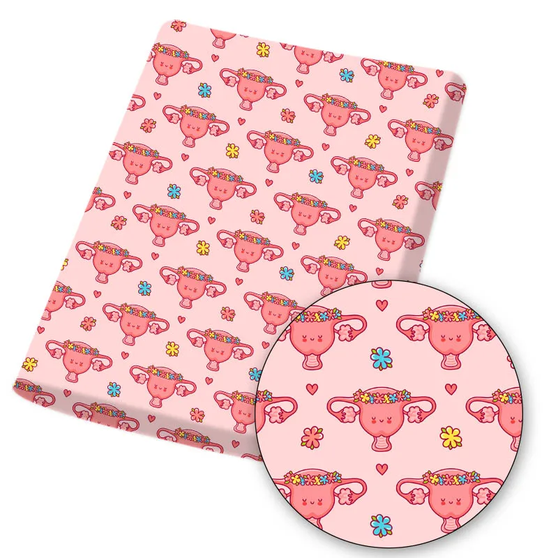 

Polyester Cotton Fabric Sewing Fabric Cartoon Organ Printed Cloth Dress Making Handmade Mask DIY Crafts Supplies 45*145cm 1pc