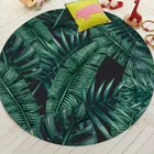 Круглый ковер для гостиной с зеленым тропическим принтом, нескользящий коврик для гостиной, спальни, стула, туалета, ванной комнаты