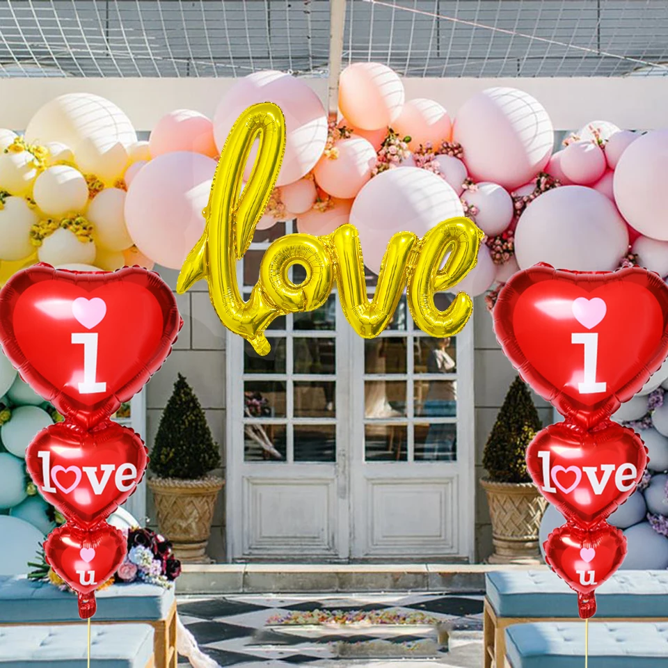 Фольгированный Гелиевый шар I LOVE U в форме сердца украшение для свадьбы
