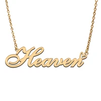 love heart heaven name necklace for women stainless steel gold silver nameplate pendant femme mother child girls gift