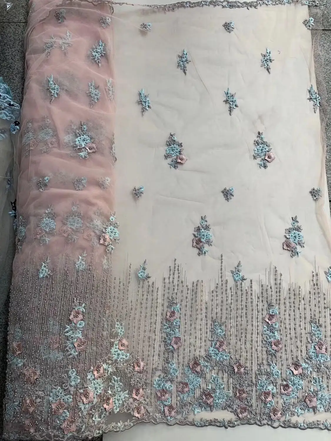 

Африканское ZH-16912 Сетчатое кружево с бисером, высокое качество нигерийские французские кружевные ткани