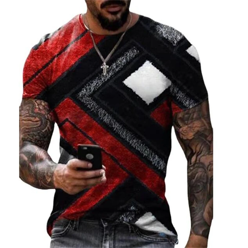 

Summer New Fashion Men's 3D Element Printing Stitching Unisex Large Size Comfortable Round Neck Short-sleeved Casual T-shirt Top