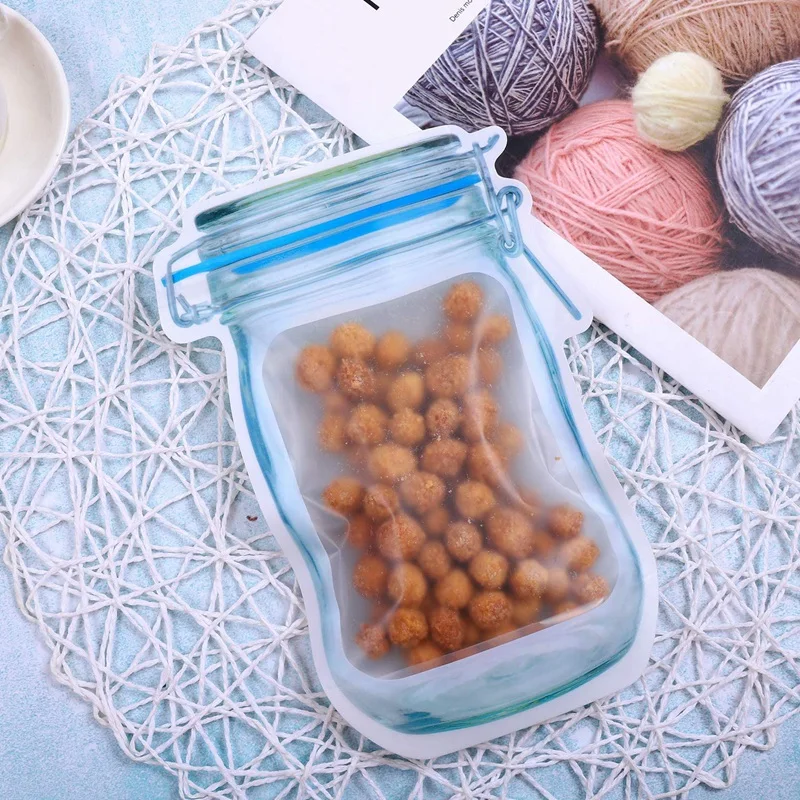 

60Pcs Portable Mason Jar Bags Reusable Seal Food Storage Bags Organizer Nuts Candy Cookies Snack Sandwich Bags