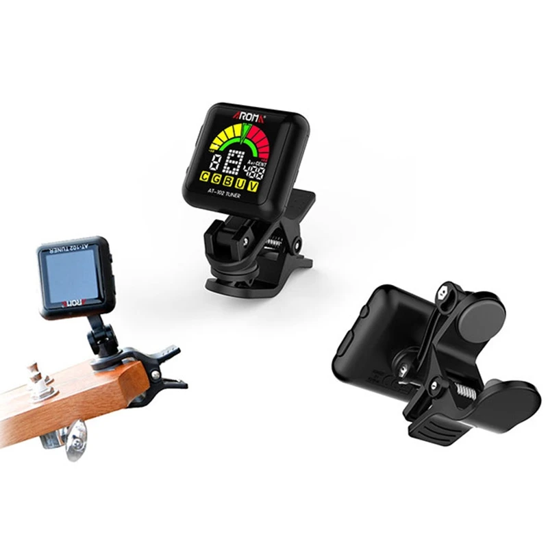 Aroma At-102 Rechargeable Clip-On Guitar Tuner Color Sn With Built-In Battery Usb Cable For Chromatic Bass Ukulele | Спорт и