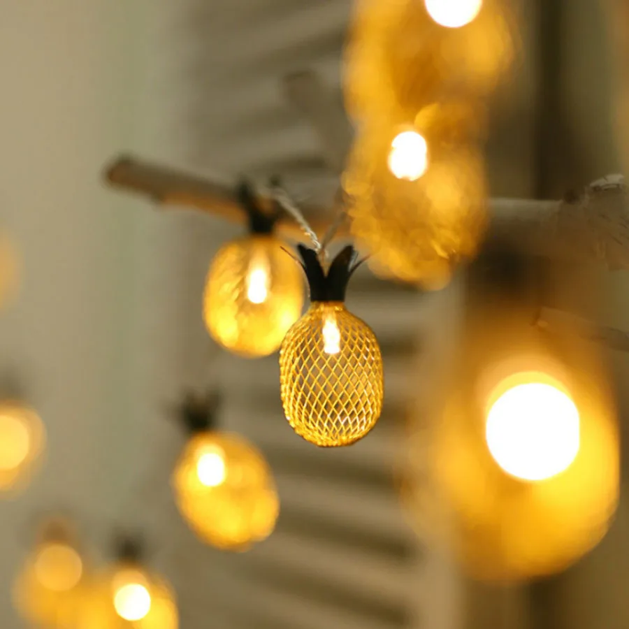 

20 LED Retro Pineapple Lights Fairy String Lights Christmas Decoration Fairy Garland Lights For Tropical Theme Wedding Party