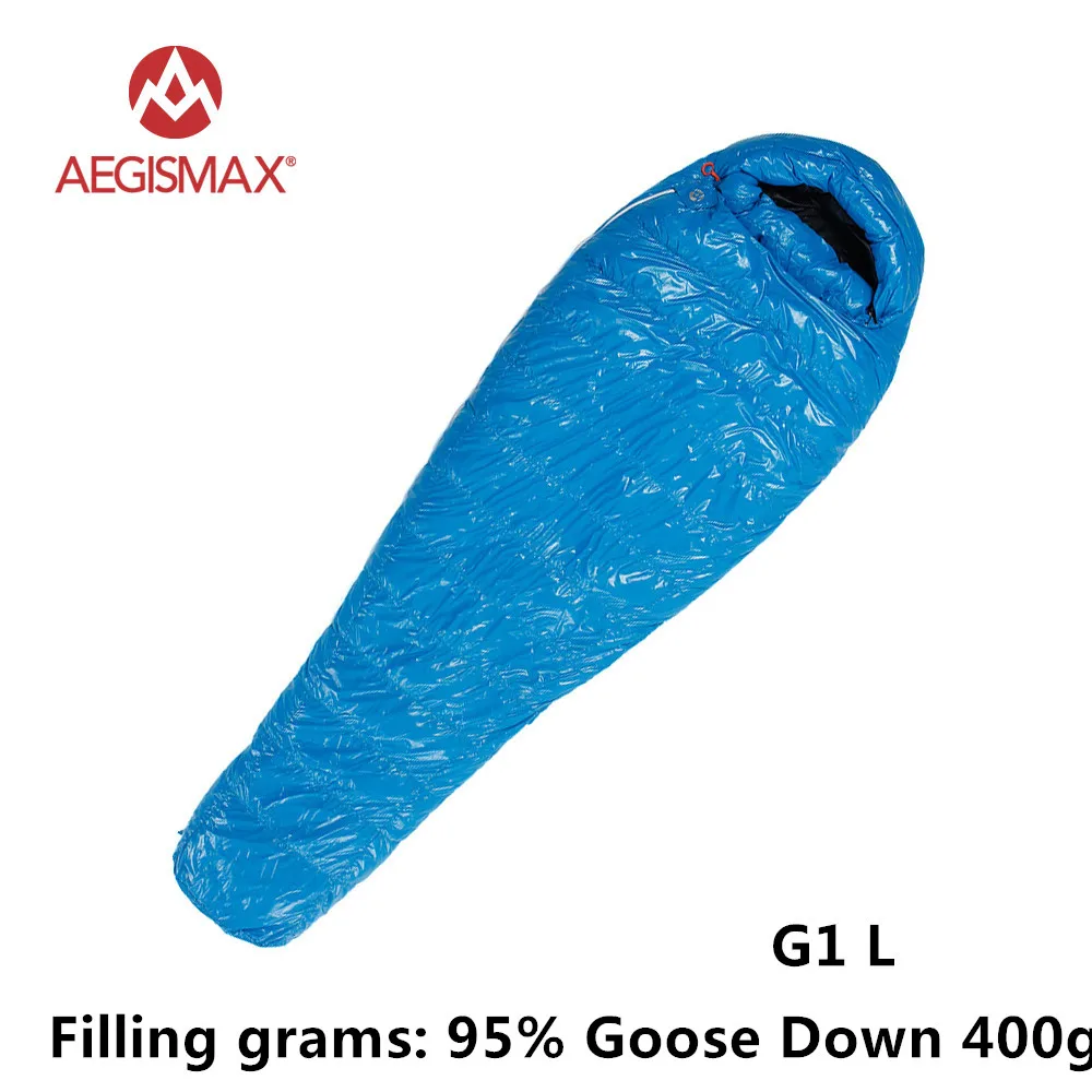 AEGISMAX G серия 95% белый гусиный пух Мумия зимний спальный мешок для кемпинга сверхлегкий дизайн перегородки сплайсинга удлиненный FP800 - Цвет: G1 L blue