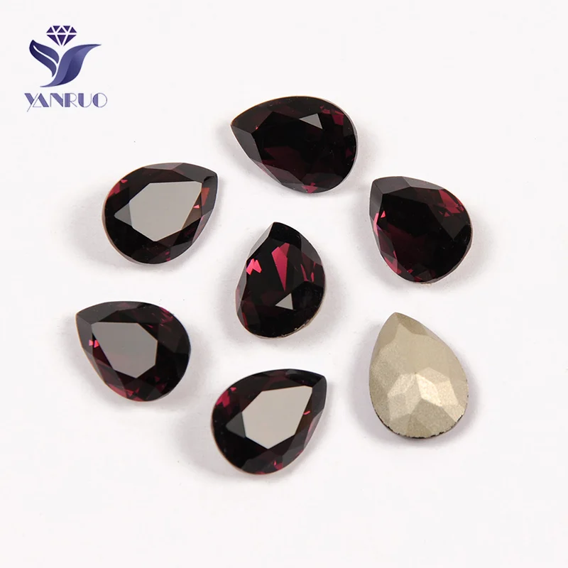 Amethyst YANRUO, 4320, каплевидное стекло, Пришивные кристаллы, слеза, каплевидные стразы, Стразы для шитья, бусины, камни для одежды - Цвет: Amethyst