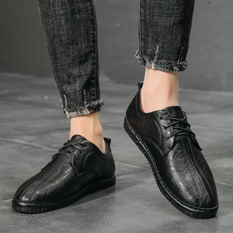 

2021Classic Officer Men Dress Shoes Men Genuine Leather Luxury Business Oxford Casual Fashion Men's Comfortable Lace up Oxford
