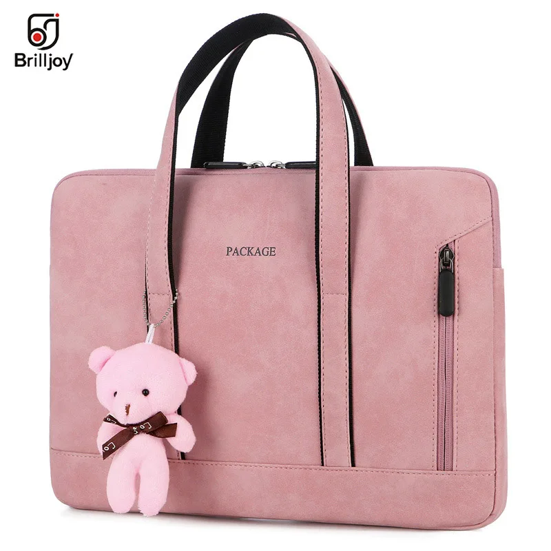 Brilljoy Handbag PU Waterproof Scratch-resistant Laptop Briefcase 13 14 15 inch Notebook Shoulder Bag Carry Case women and men